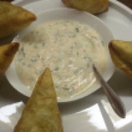 Pea & Potato Samosa served with Mint & Chilli Yoghurt